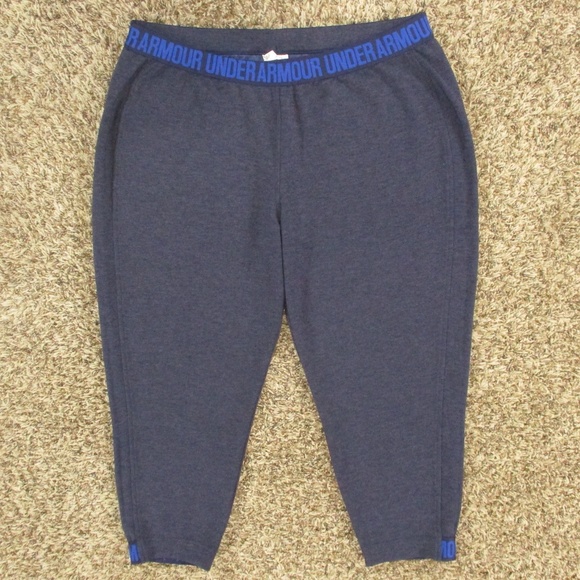 Under Armour Pants Womens XL Navy Blue Featherweight Fleece Crop Stretch Pull On - Picture 1 of 8